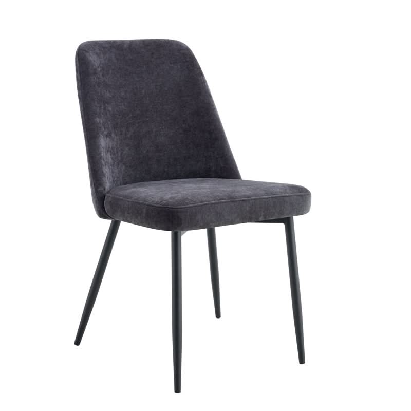 Patras Fabric Dining Chair in Charcoal - Chocolate Wood