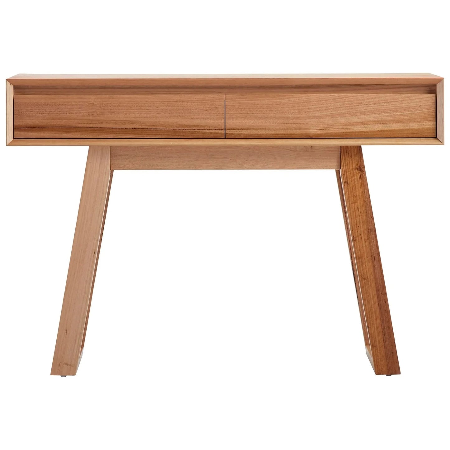 MyChocolateWood Avalon solid Tassie oak hall table, 120cm, with sleek design and smooth finish, suitable for entryway or hallway decor.