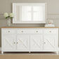 CHRISTA HAMPTON SOLID ACACIA 4-DOOR 3 DRAWER BUFFET SIDEBOARD LIGHT OAK TOP/  WHITE BASE - MyChocolateWood