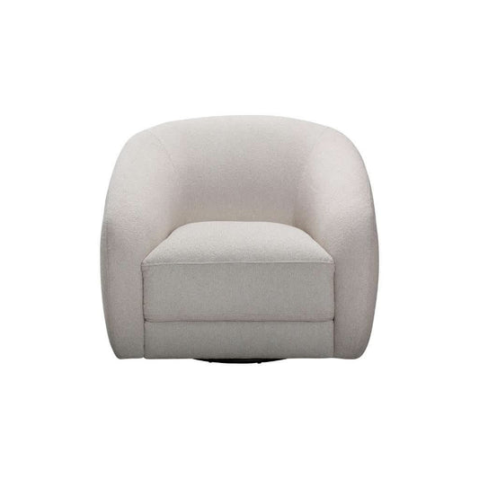 PICKARD PLYWOOD & EUCALYPTUS 360 DEGREE SWIVEL ARMCHAIR/SINGLE SEATER IN LINEN COLOUR - MyChocolateWood