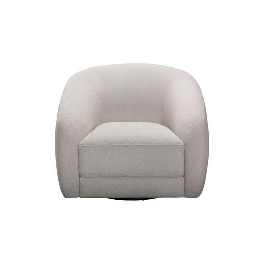 PICKARD PLYWOOD & EUCALYPTUS 360 DEGREE SWIVEL ARMCHAIR/SINGLE SEATER IN LINEN COLOUR - MyChocolateWood