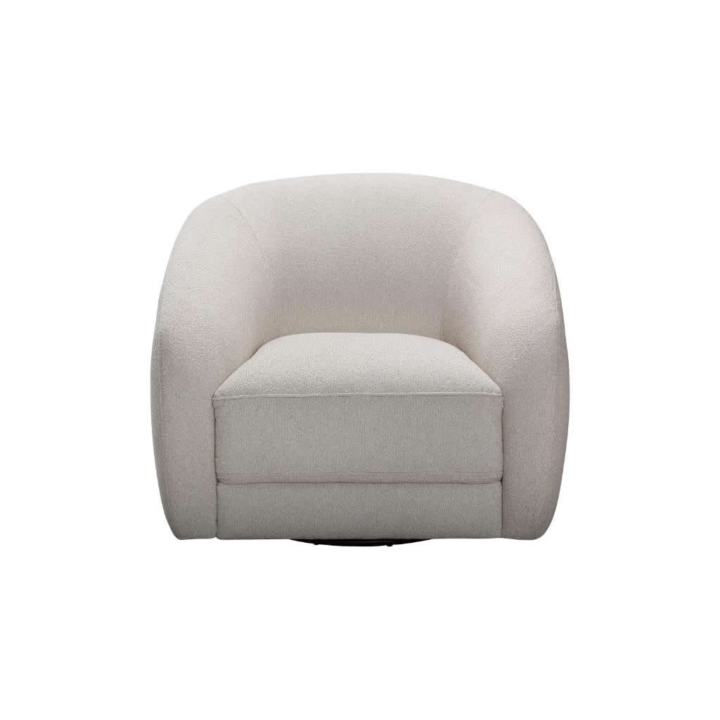 PICKARD PLYWOOD & EUCALYPTUS 360 DEGREE SWIVEL ARMCHAIR/SINGLE SEATER IN LINEN COLOUR - MyChocolateWood