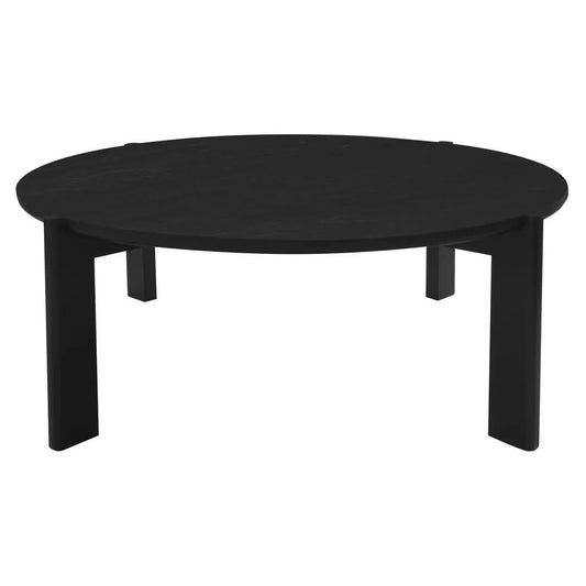 Adelle Solid Mindi Timber Round Coffee Table 110cm in Black - Chocolate Wood