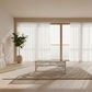 EURO SOLID WHITE RATTAN COFFEE TABLE WITH GLASS TOP - MyChocolateWood
