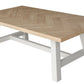 MIRAN PARQUETRY TOP COFFEE TABLE WHITEWASH OAK TOP/WHITE PAINTED BASE 130CM