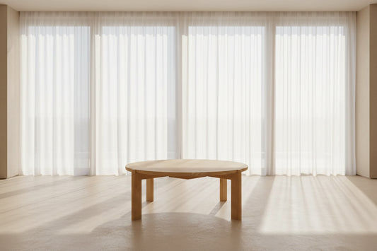 ADELLE SOLID MINDI WOOD ROUND COFFEE TABLE NATURAL 110CM (Copy) - MyChocolateWood