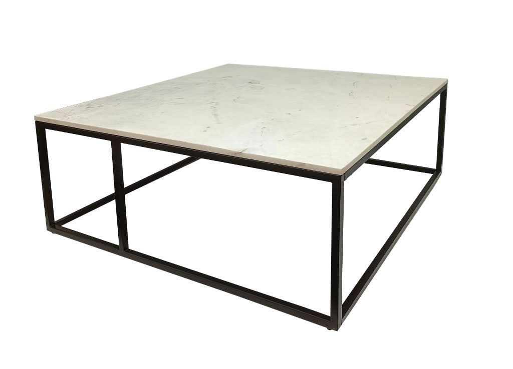 VINTRY COFFEE TABLE - WHITE MARBLE TOP ON BLACK BASE