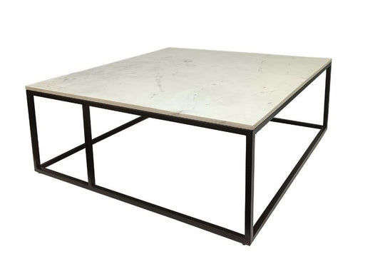 VINTRY COFFEE TABLE - WHITE MARBLE TOP ON BLACK BASE