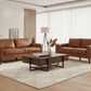 THORNA 2-SEATER + 3-SEATER  REAL LEATHER SOFA SET COGNAC