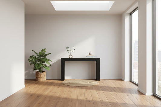 HUDSON SOLID MINDI WOOD 1-DRAWER CONSOLE TABLE/HALL TABLE BLACK - MyChocolateWood