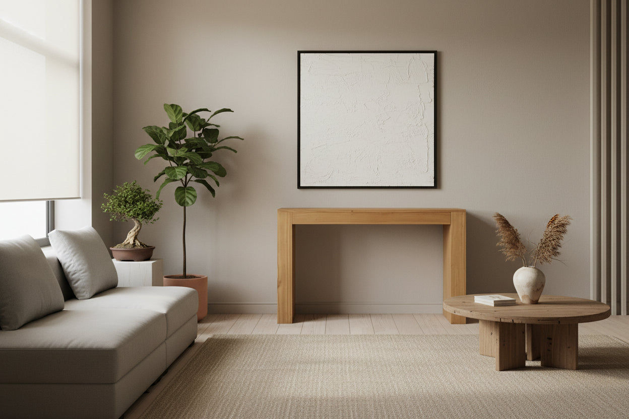 HUDSON SOLID MINDI WOOD 1-DRAWER CONSOLE TABLE/HALL TABLE NATURAL - MyChocolateWood