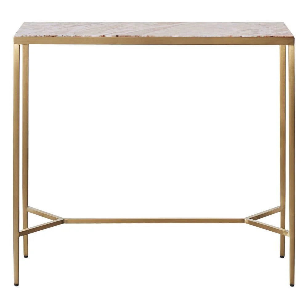 MELINA CONSOLE TABLE/HALL TABLE PINK MARBLE/GOLD STAINLESS STEEL - MyChocolateWood