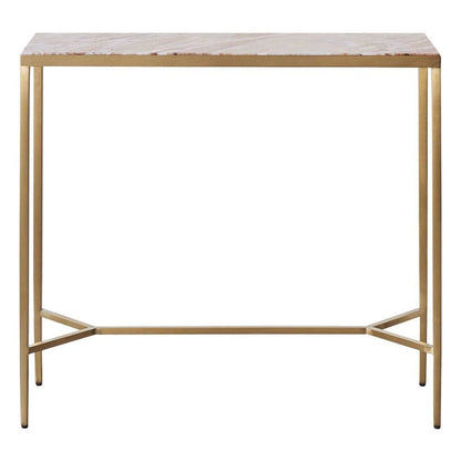 MELINA CONSOLE TABLE/HALL TABLE PINK MARBLE/GOLD STAINLESS STEEL - MyChocolateWood