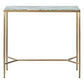 Melina Console Table in Dusty Jade Marble with Gold Stainless Steel - Chocolate Wood