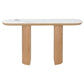CASPIAN OAK OVAL HALL TABLE/ CONSOLE TABLE NATURALWOODEN LEGS/ WHITE CERAMIC TOP - MyChocolateWood