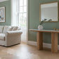 CASPIAN OAK OVAL HALL TABLE/ CONSOLE TABLE NATURALWOODEN LEGS/ WHITE CERAMIC TOP - MyChocolateWood