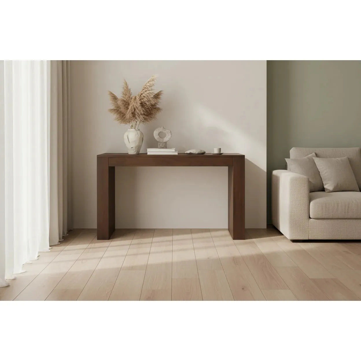 Hudson Solid Mindi Timber 1-Drawer Console Table / Hall Table 120cm in Walnut - Chocolate Wood