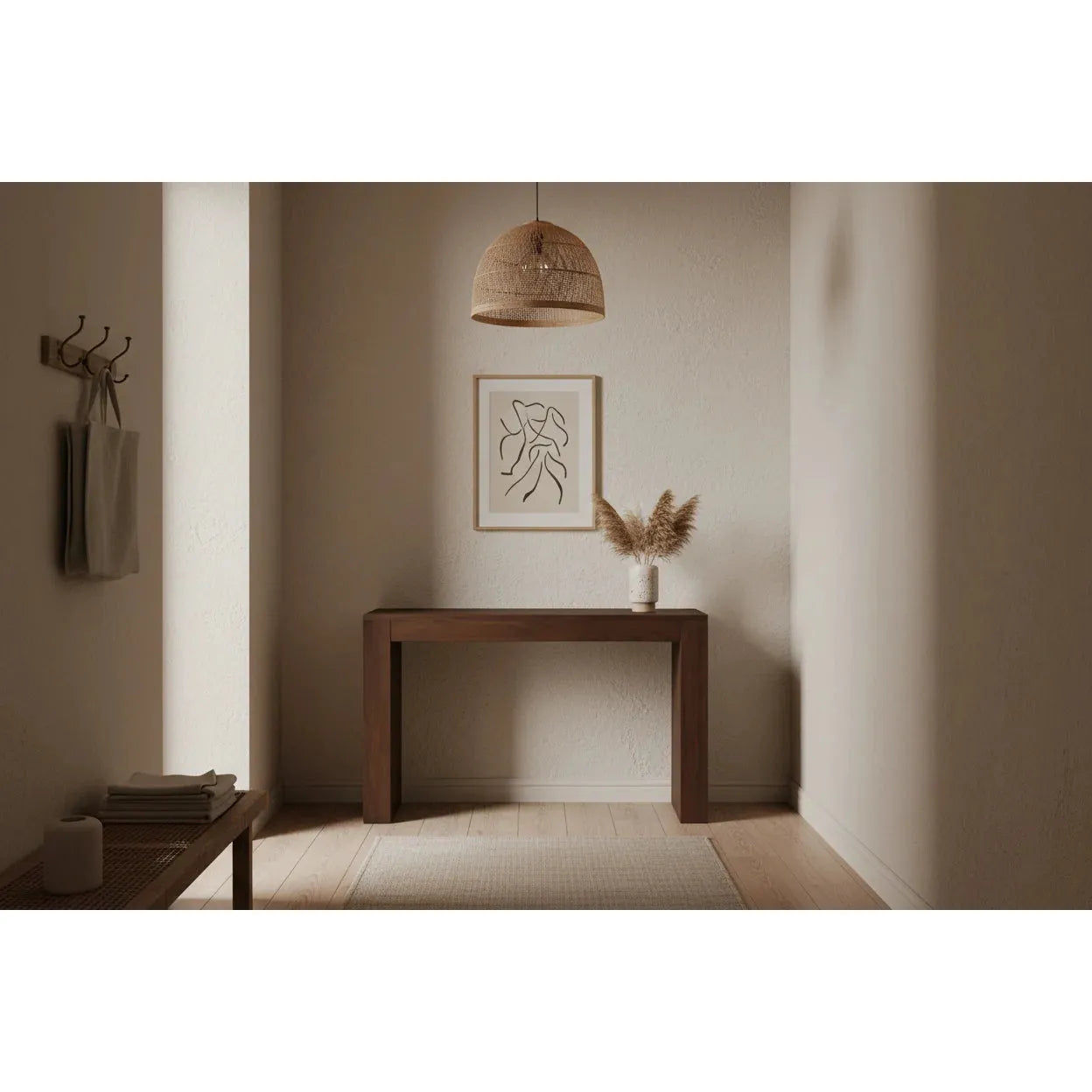 Hudson Solid Mindi Timber 1-Drawer Console Table / Hall Table 120cm in Walnut - Chocolate Wood