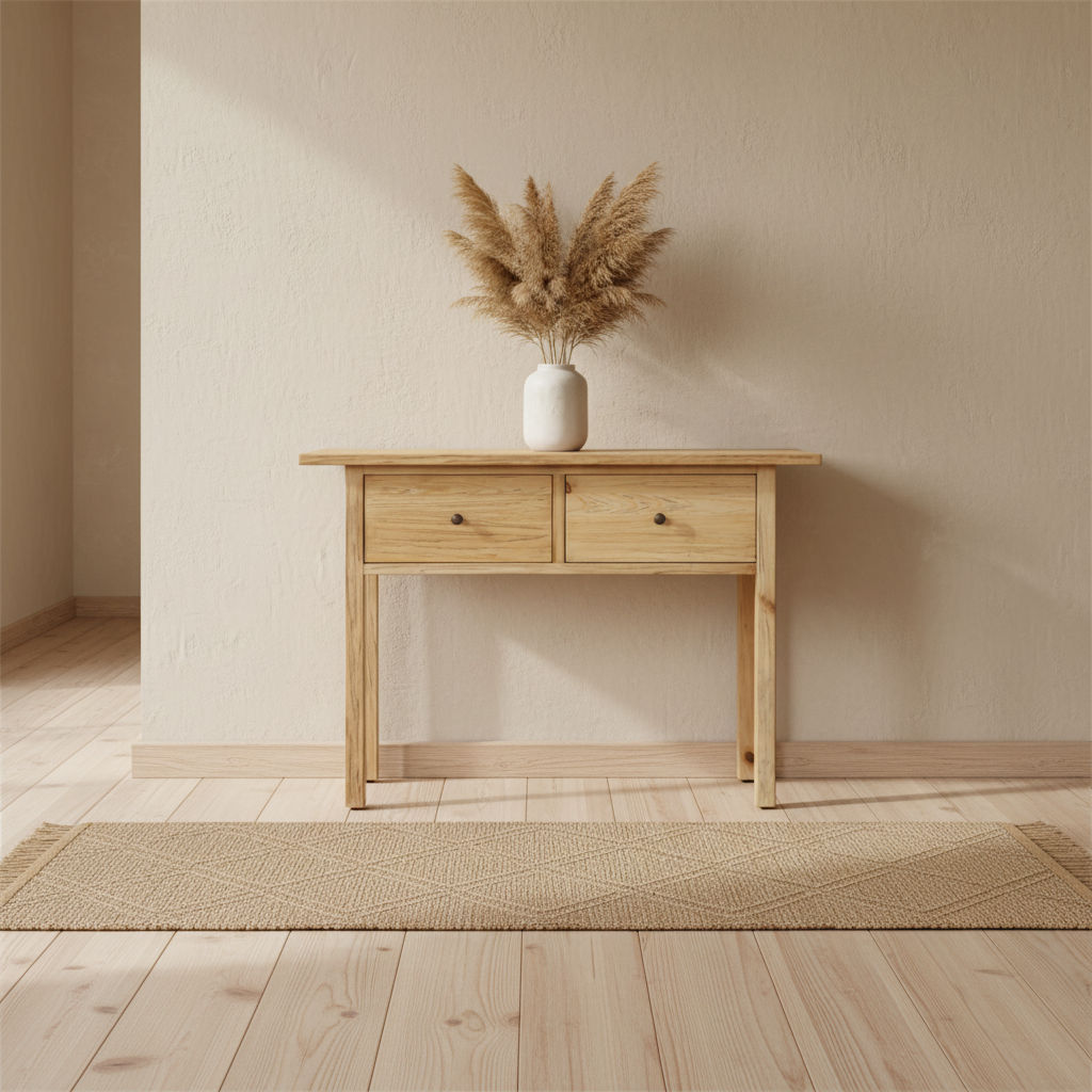 Joelle 2-Drawer Console Table / Hall Table in Distressed Rustic - Chocolate Wood