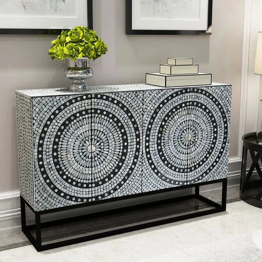 ILANA  MOTHER OF PEARL HAND MADE  2-DOOR SIDEBOARD/BUFFET - MyChocolateWood