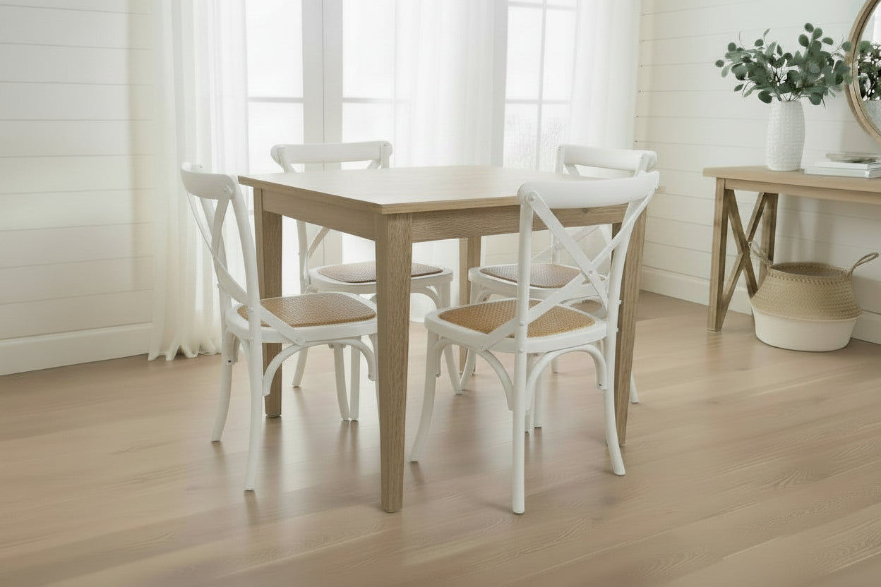 TARA 4-SEATER SQUARE DINING TABLE IN SOLID OAK WITH A NATURAL FINISH 90CM - MyChocolateWood