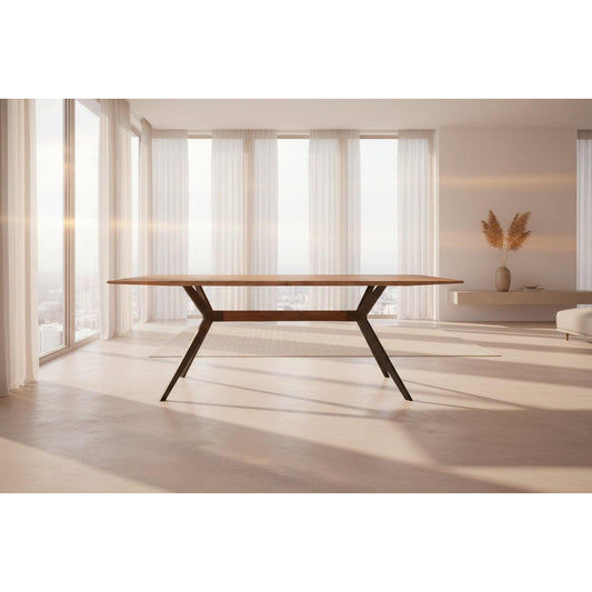 MONZA OAK & IRON DINING TABLE 200CM ANTIQUE - MyChocolateWood