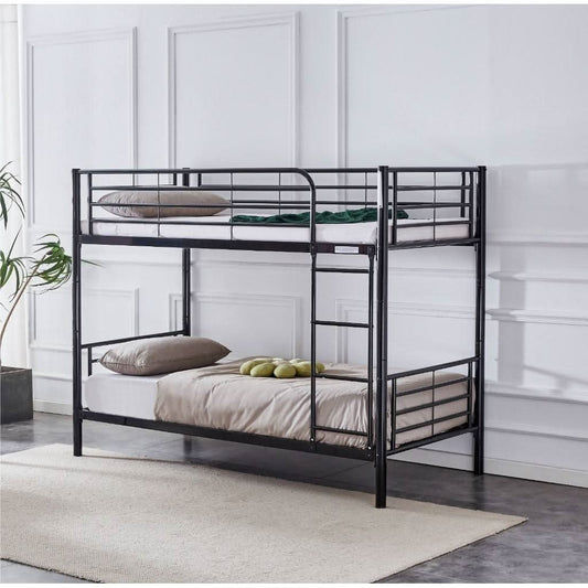 CURZON SINGLE OVER SINGLE BUNK BEDS BLACK - MyChocolateWood