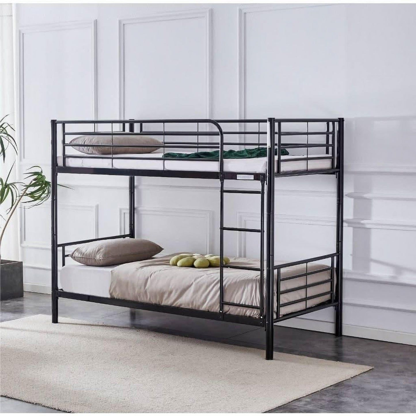 Curzon Single Over Single Bunk Beds in Black - Chocolate Wood