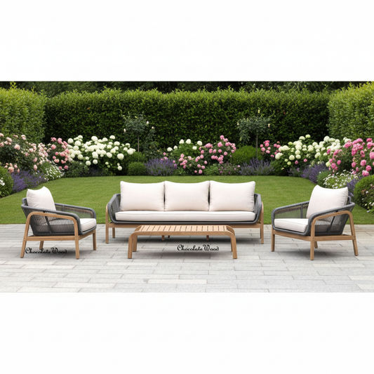 Carrera Acacia Wood & Rope 4-Piece Outdoor Setting