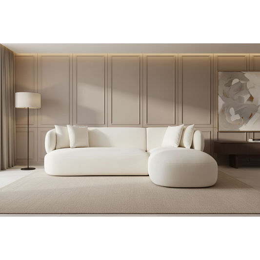 BEECHAM MODULAR 3-SEATER CORNER SOFA WITH RHF CHAISE - NATURAL CHENILLE - MyChocolateWood
