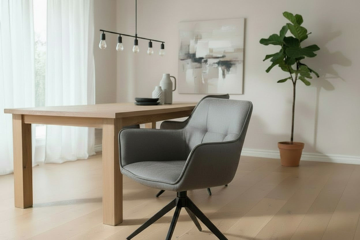 Reece Fabric Swivel Dining Armchair / Accent Chair in Grey