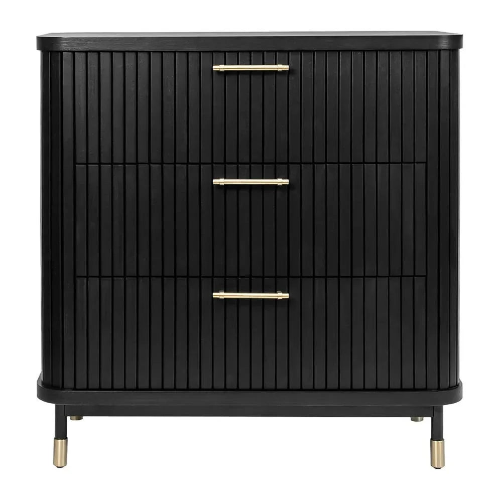 Pembroke Oak 3-Drawer Chest of Drawers in Black - Chocolate Wood
