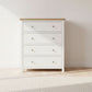 CHRISTA HAMPTON SOLID ACACIA 4 DRAWER TALLBOY CHEST OF 4 DRAWERS LIGHT OAK TOP WHITE BASE - MyChocolateWood