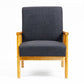 SUDBURY ARMCHAIR  ACCENT CHAIR - NATURAL RUBBERWOOD FRAME/BLACK FABRIC - MyChocolateWood