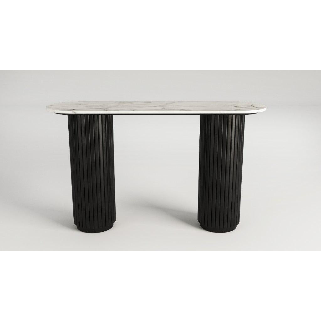 LUZON MARBLE CONSOLE TABLE/HALL TABLE BLACK/WHITE - MyChocolateWood