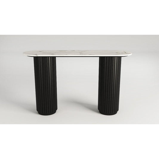 LUZON MARBLE CONSOLE TABLE/HALL TABLE BLACK/WHITE - MyChocolateWood