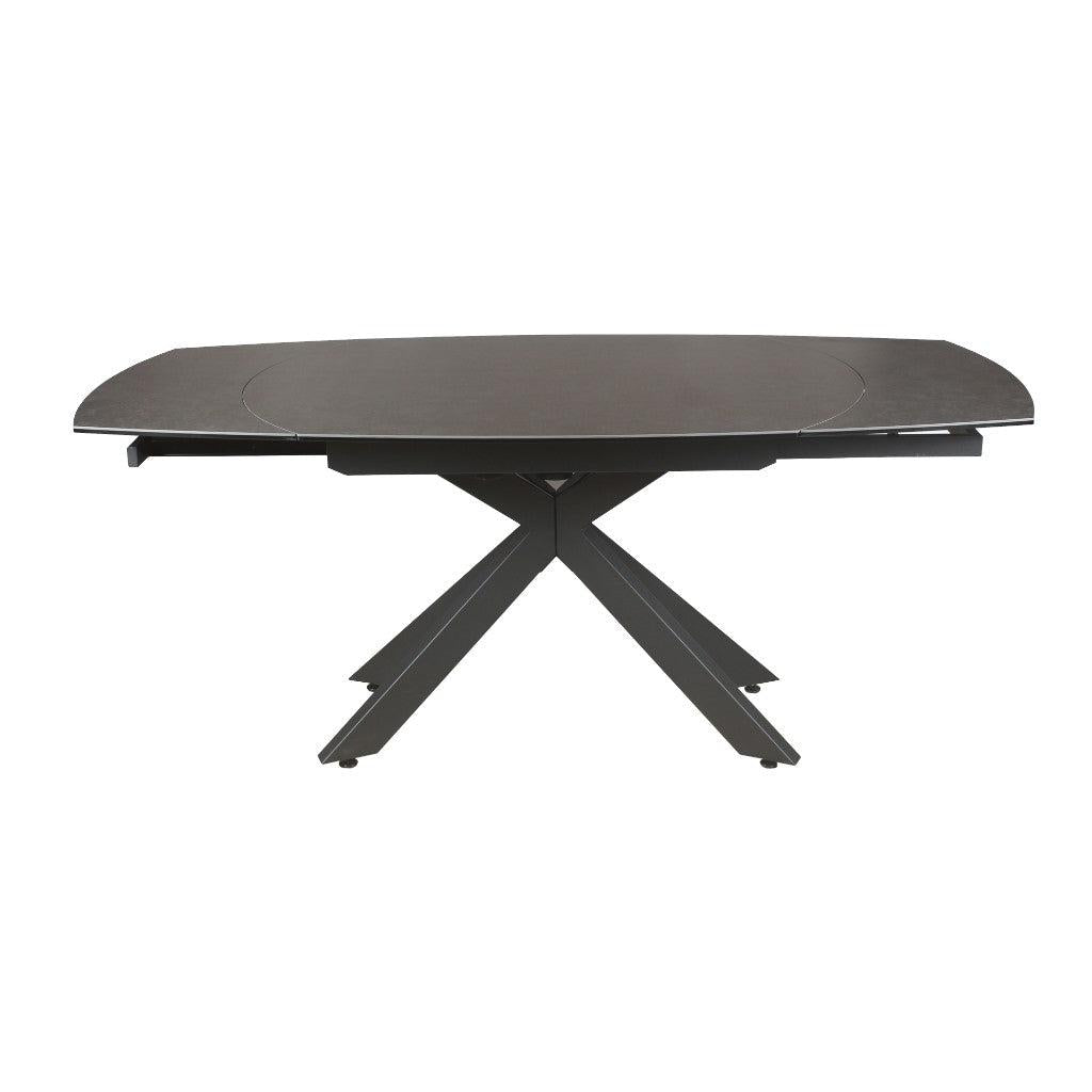 DORIT SWIVEL EXTENSION CERAMIC GLASS DINING TABLE DARK GREY W:120/180CM - MyChocolateWood