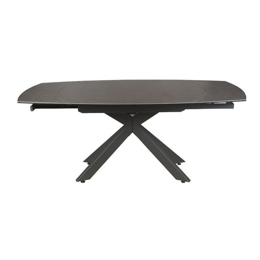 DORIT SWIVEL EXTENSION CERAMIC GLASS DINING TABLE DARK GREY W:120/180CM - MyChocolateWood