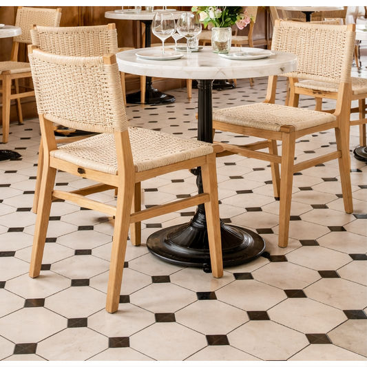 SET OF 2 KESWICK DINING CHAIRS - NATURAL BEECHWOOD & WOVEN ROPE - MyChocolateWood