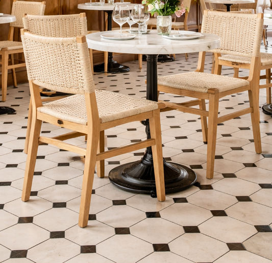 SET OF 2 KESWICK DINING CHAIRS - NATURAL BEECHWOOD & WOVEN ROPE - MyChocolateWood