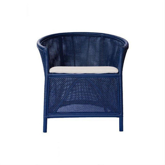 SHERIDAN RATTAN ARMCHAIR ACCENT CHAIR/ LOUNGE CHAIR DEEP BLUE