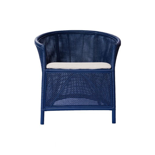 SHERIDAN RATTAN ARMCHAIR ACCENT CHAIR/ LOUNGE CHAIR DEEP BLUE - MyChocolateWood