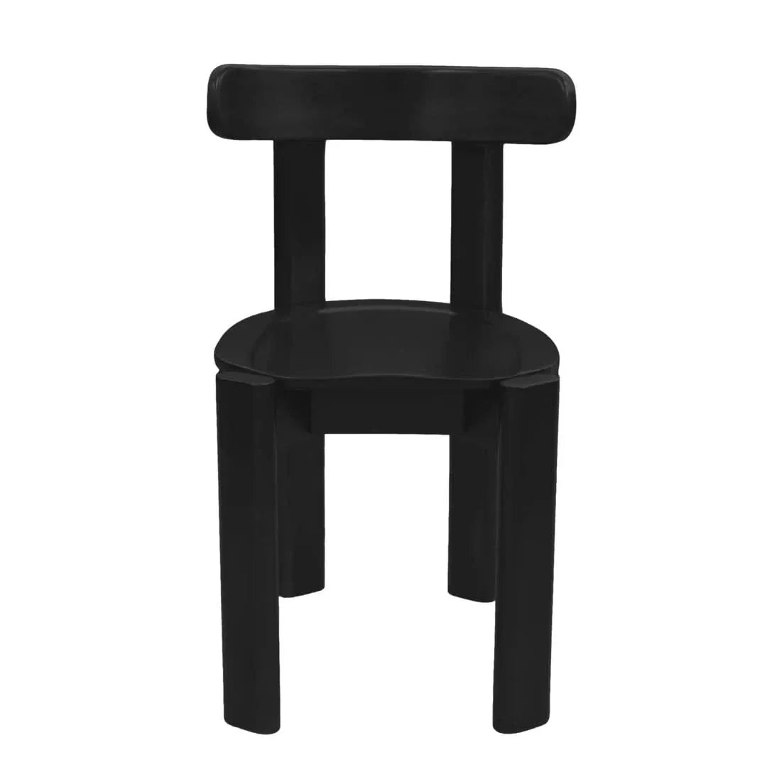 Delphine Solid Mahogany Timber Dining Chair in Black - Chocolate Wood