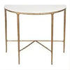 SOREN MARBLE DEMILUNE TABLE/ACCENT TABLE - BRASS FRAME 90CM
