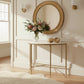 SOREN MARBLE DEMILUNE TABLE/ACCENT TABLE - BRASS FRAME 90CM - MyChocolateWood