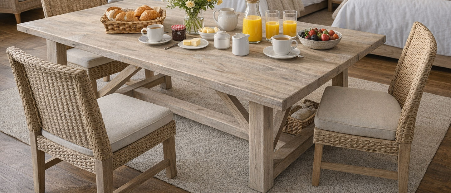 NEVANA RECYCLED ELM TIMBER DINING TABLE 300CM - MyChocolateWood