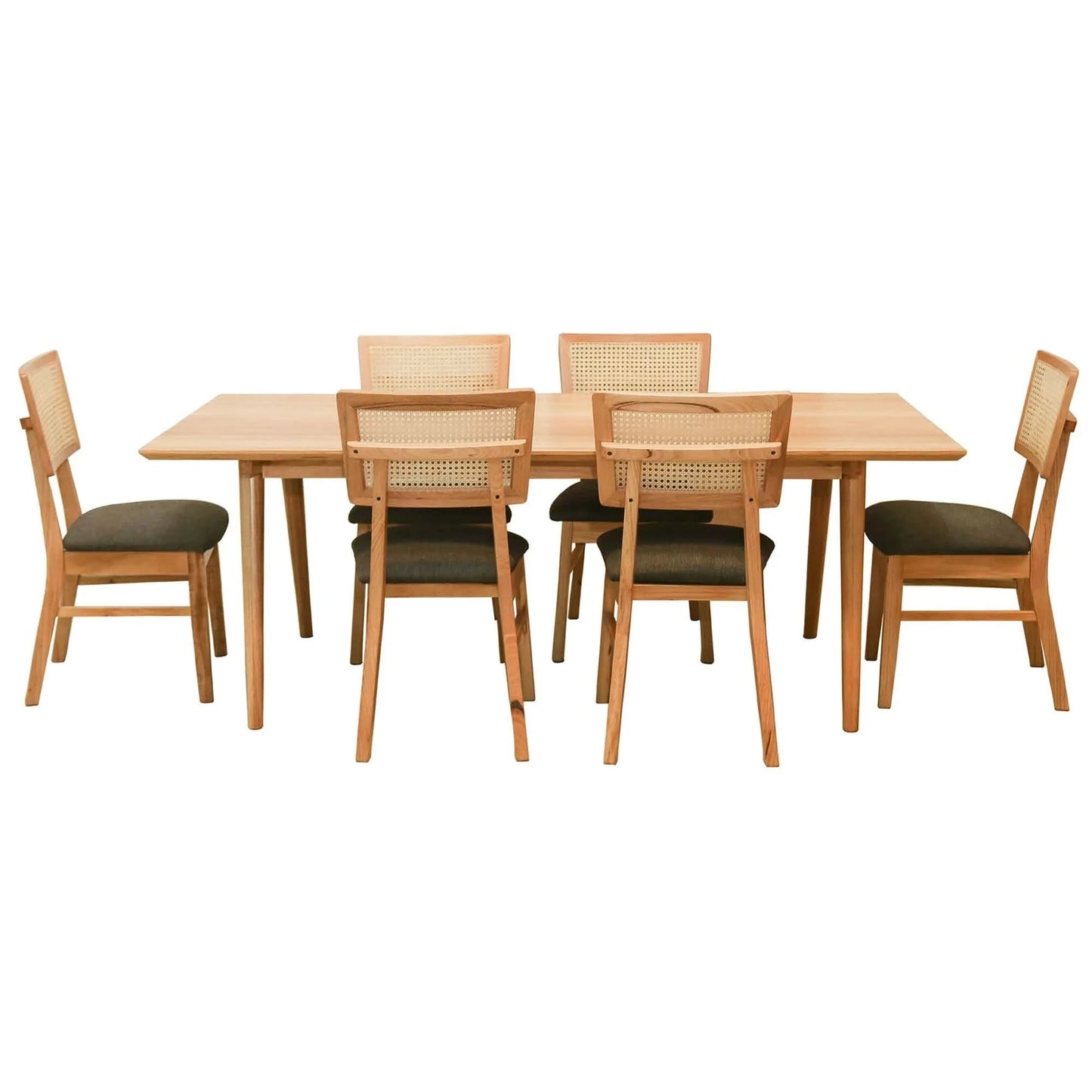 HADLEIGH OAK & RATTAN DINING TABLE 150CM NATURAL - MyChocolateWood