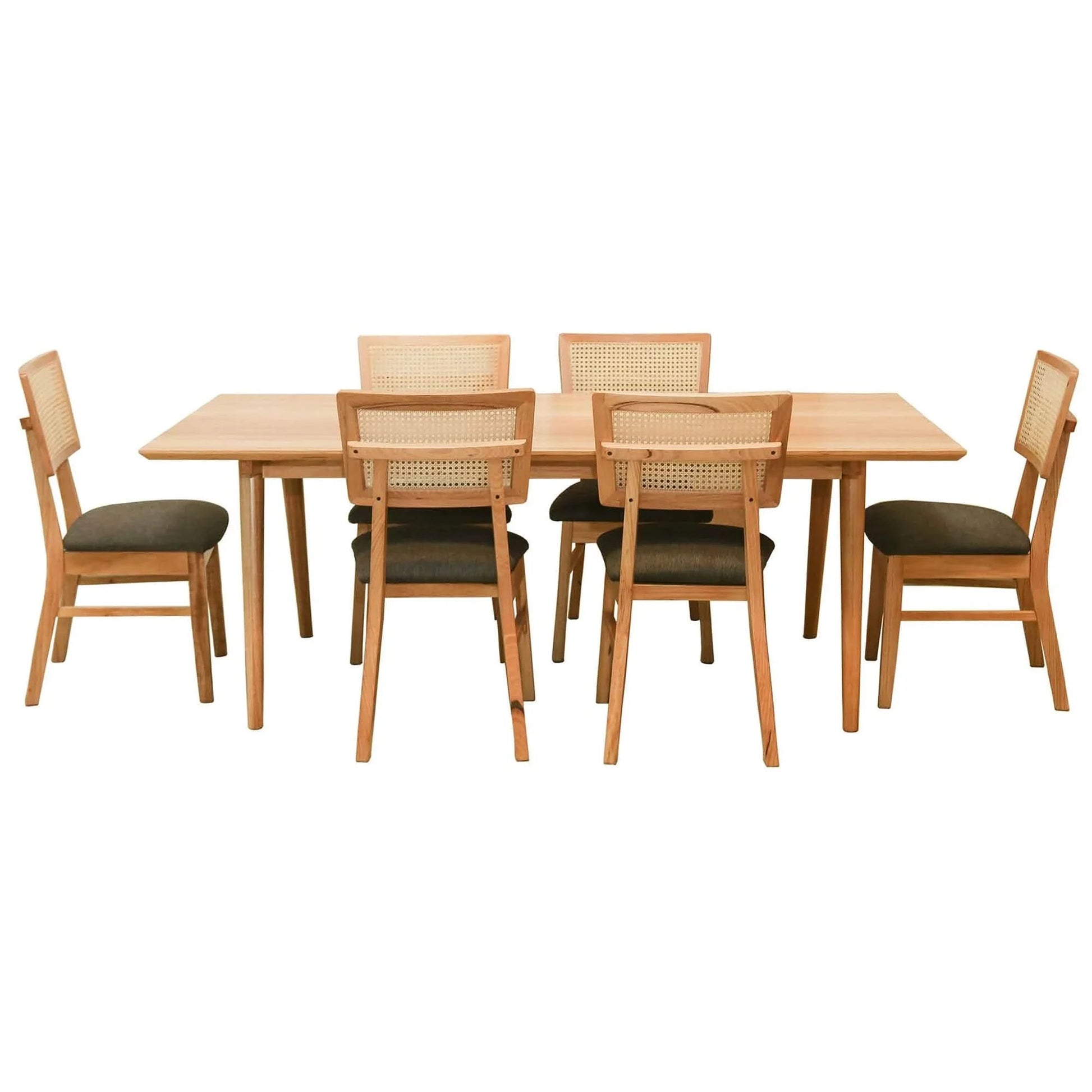 HADLEIGH OAK & RATTAN DINING TABLE 150CM NATURAL - MyChocolateWood