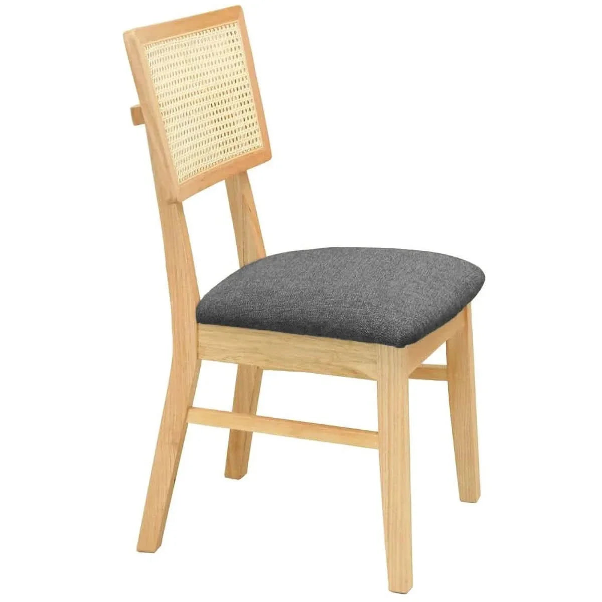 Hadleigh Oak & Rattan Dining Chair in Natural / Charcoal - Chocolate Wood