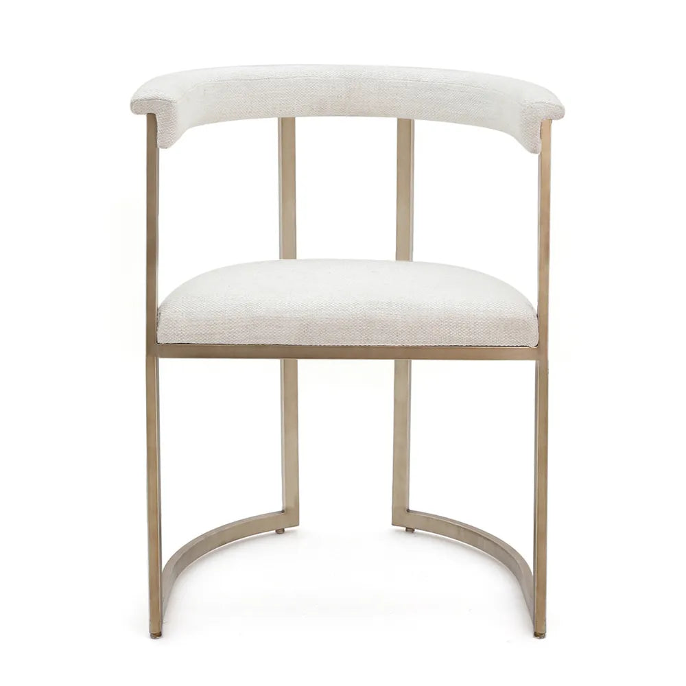 GERARD UPHOLSTERED ARMS BRASS FRAME/NATURAL LINEN DINING CHAIR - MyChocolateWood